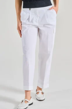 Pantaloni tela di cotone bianco