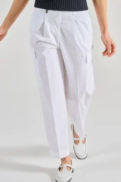 Pantaloni tela di cotone bianco