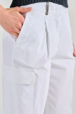 Pantaloni tela di cotone bianco