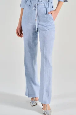 Pantaloni tela leggera fresca azzurro