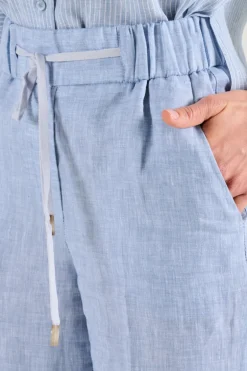 Pantaloni tela leggera fresca azzurro