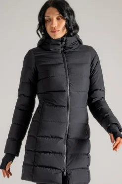 Parka slim con cappuccio gore nero donna