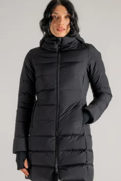 Parka slim con cappuccio gore nero donna
