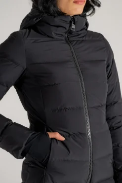 Parka slim con cappuccio gore nero donna
