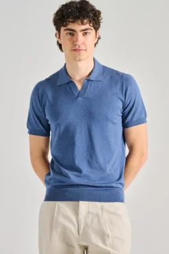 Polo buttonless ryan cotone blu
