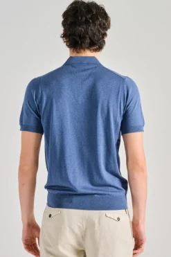 Polo buttonless ryan cotone blu