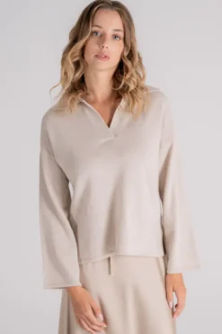 Polo cachemire beige