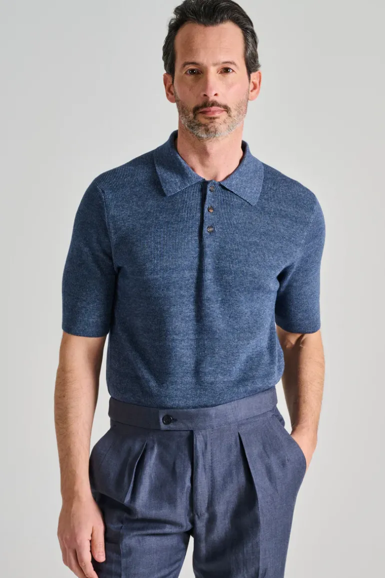 Polo manica corta cotone blu