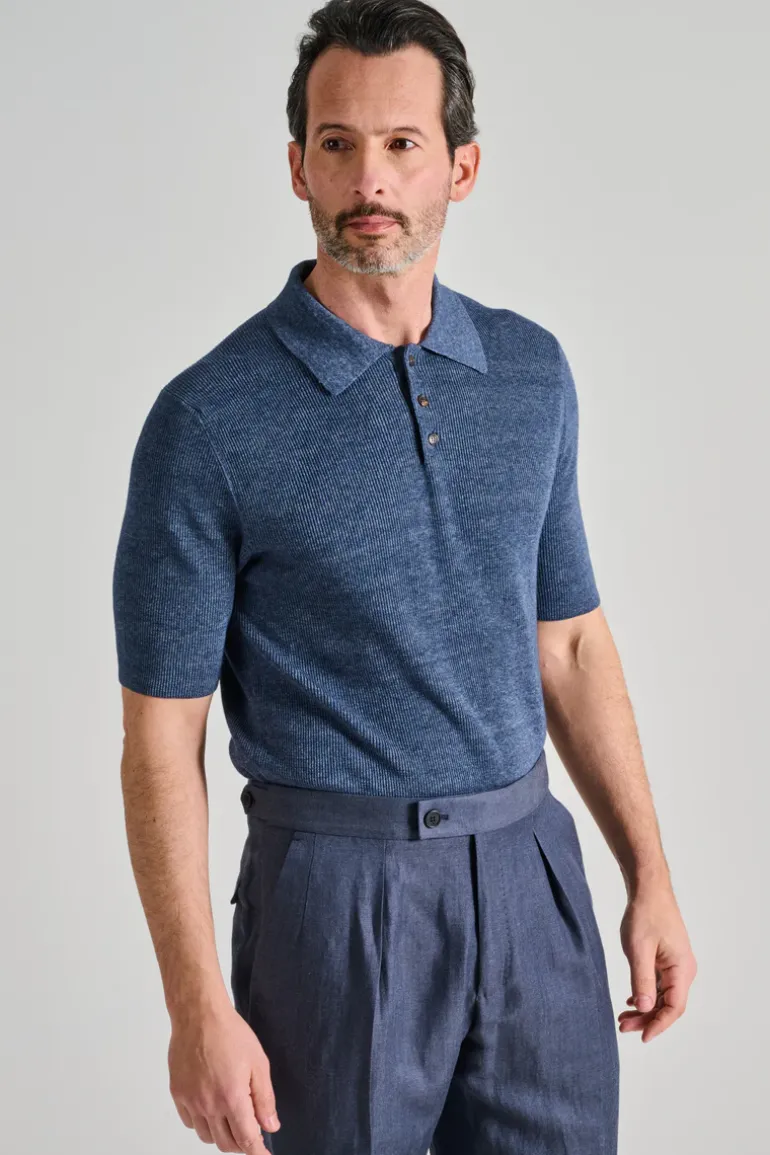 Polo manica corta cotone blu