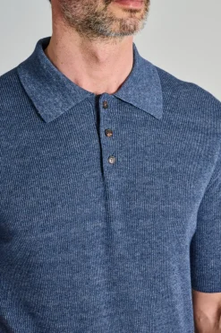 Polo manica corta cotone blu
