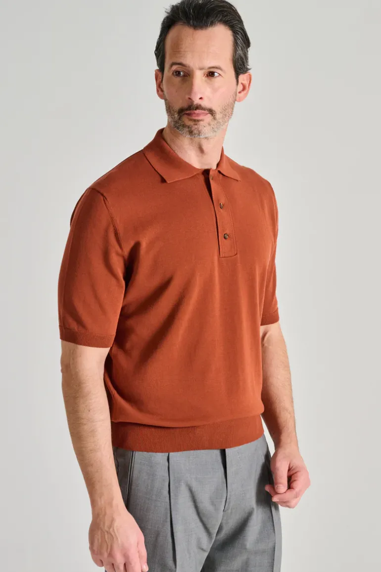 Polo manica corta cotone marrone