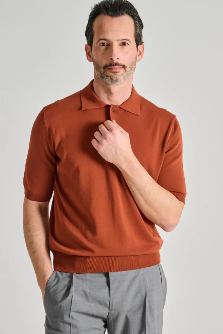 Polo manica corta cotone marrone