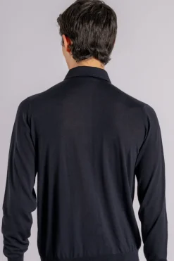 Polo ml paramontura in lana merino superfine blu