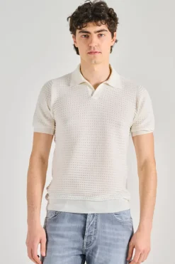 Polo nido d'ape cotone bianco