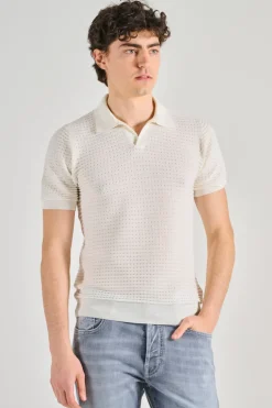 Polo nido d'ape cotone bianco