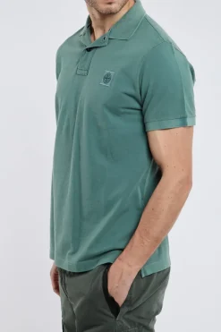 Polo slim fit verde in 100% co