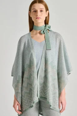 Poncho degradé cintura verde
