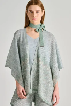 Poncho degradé cintura verde