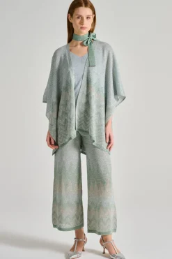 Poncho degradé cintura verde