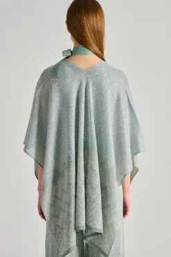 Poncho degradé cintura verde