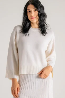 Round neck sweater bianco donna