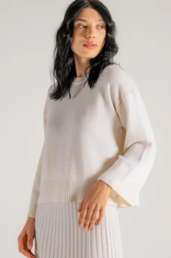 Round neck sweater bianco donna
