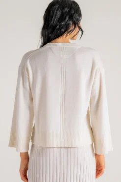 Round neck sweater bianco donna