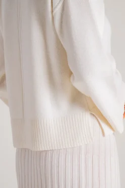 Round neck sweater bianco donna