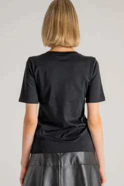 Round neck t-shirt nero donna