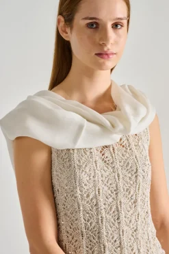 Sciarpa laminata panna