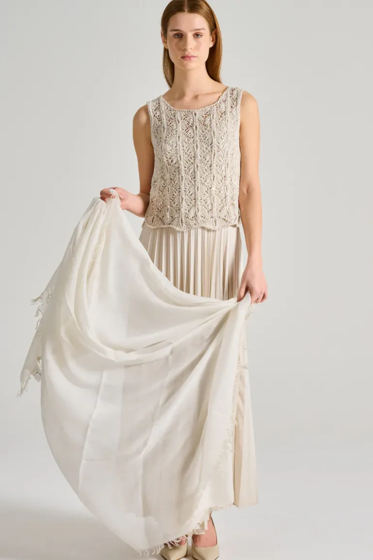 Sciarpa laminata panna