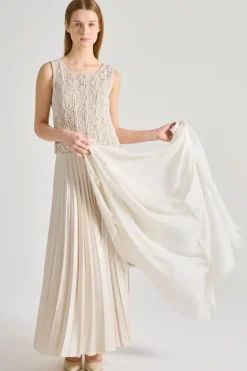 Sciarpa laminata panna