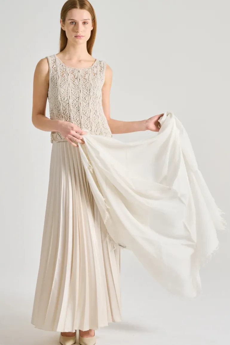 Sciarpa laminata panna