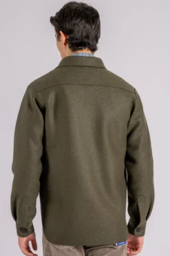 Shirt jacket 100% lana vergine verde