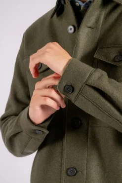 Shirt jacket 100% lana vergine verde
