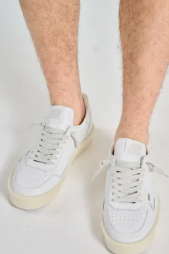 Sneakers bianco pelle/tessuto