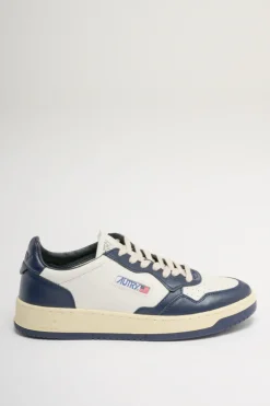 Sneakers pelle/tessuto bianco