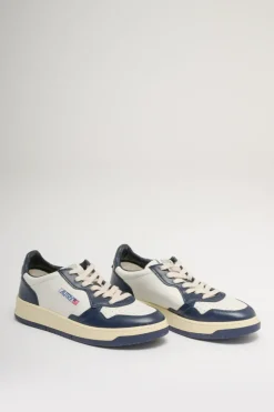 Sneakers pelle/tessuto bianco