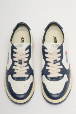 Sneakers pelle/tessuto bianco