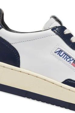 Sneakers pelle/tessuto bianco