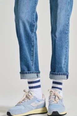 Sneakers reelwind low pelle/tessuto azzurro