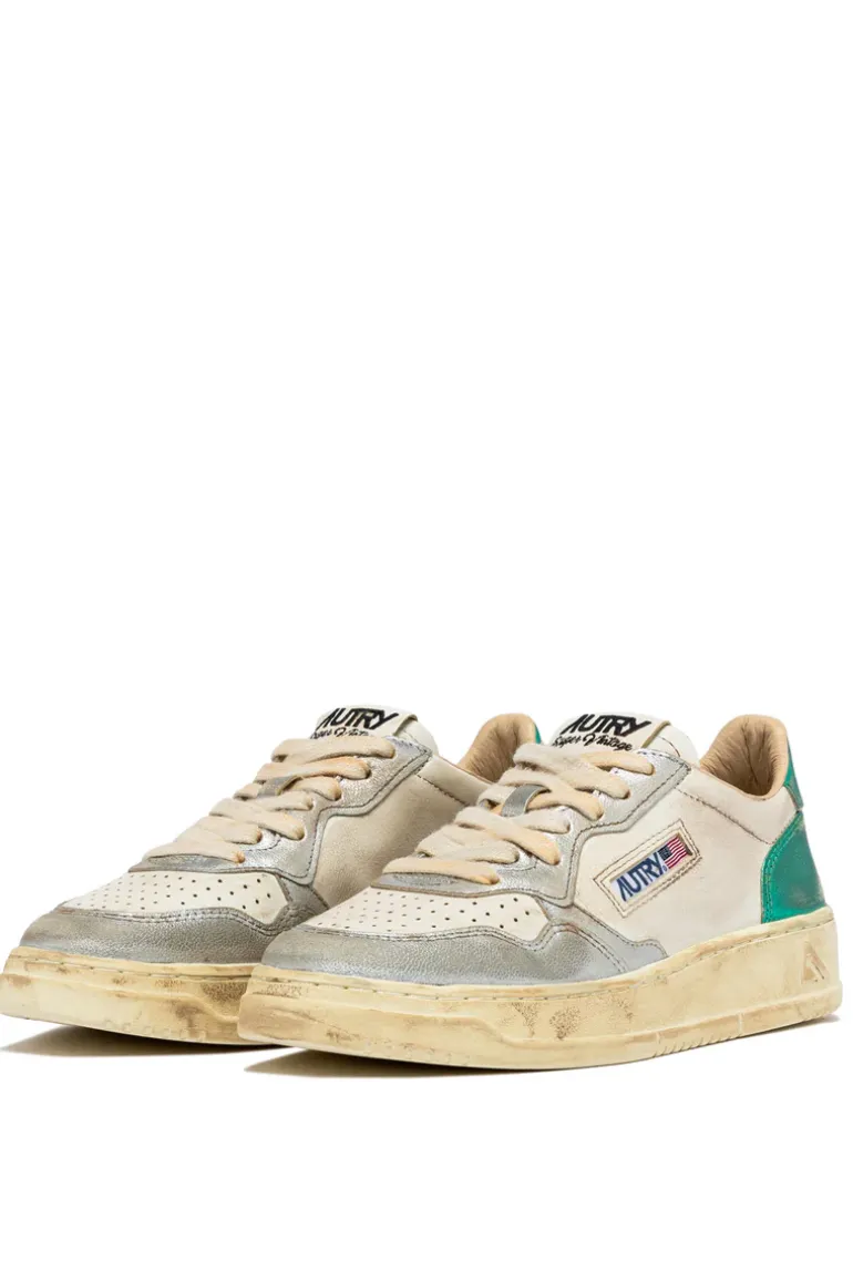 Sneakers super vintage pelle grigio