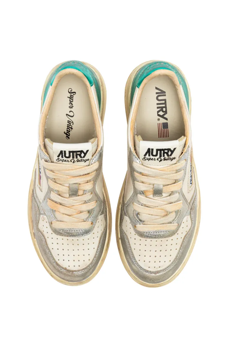 Sneakers super vintage pelle grigio