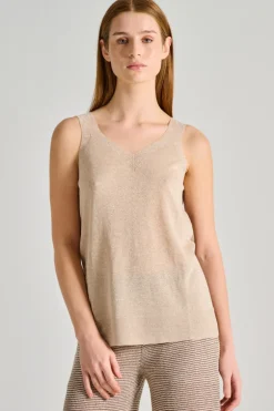 Top bicolore lunghezza beige