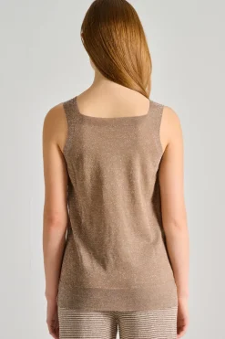 Top bicolore lunghezza beige