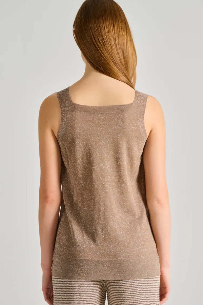 Top bicolore lunghezza beige