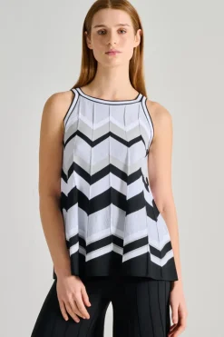 Top fantasia righe tessuto nero