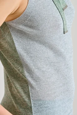 Top lux bicolore corto tessuto verde