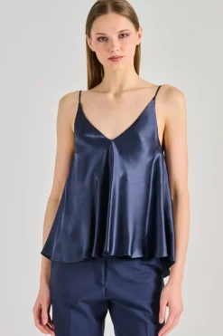 Top marina cotone blu