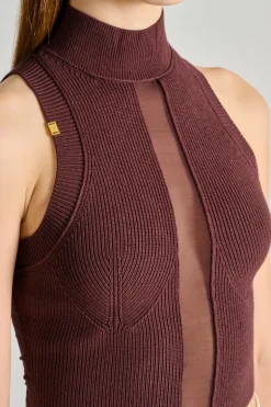 Top tricot marrone